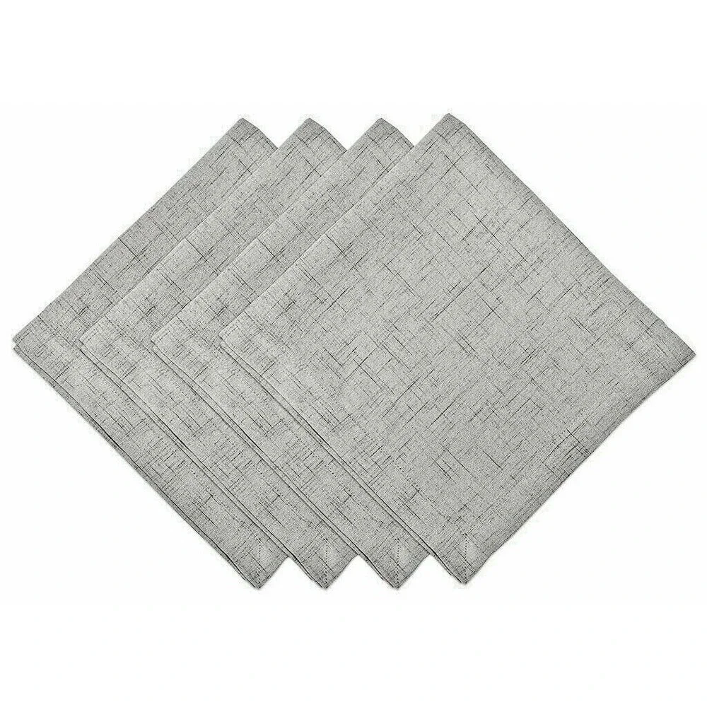 Bardwil Brussels Fabric Napkins Set of 4 Gray Machine Wash 19x19 Easy Care